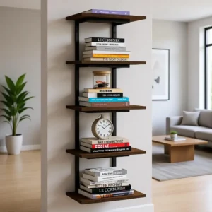 5-Tier Wall-Mounted Bookshelf