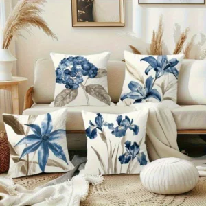 Blue Hydrangea Lily Throw Pillow Covers